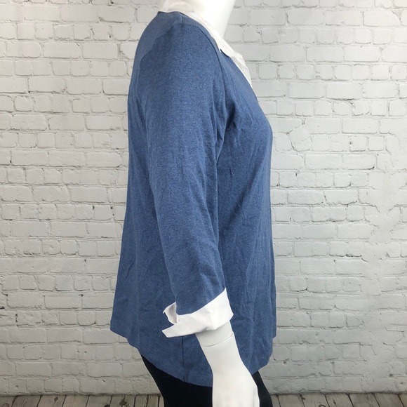 1X 3X Blue Heather Layered Look Top Plus Size - Picture 4 of 7